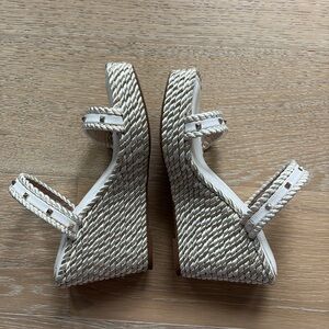 White Wedge Sandals with metalic studs